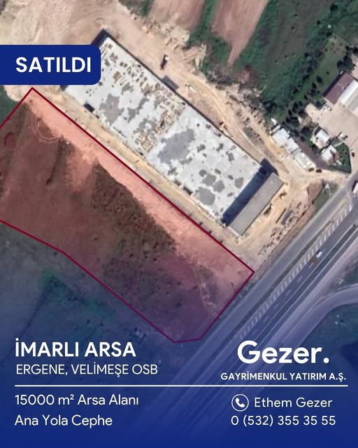 Ergene Velimeşe OSB'de İmarlı Arsa · Satıldı ilan görseli