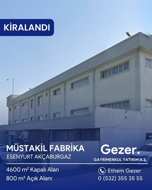 Esenyurt Akçaburgaz'da Müstakil Fabrika · Kiralandı ilan görseli